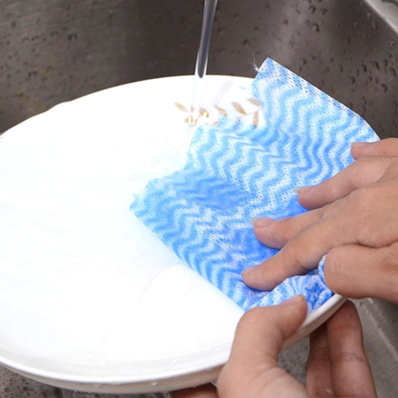 Blue Disposable Kitchen Cleaning Towel Heavy Duty Cleaning Rags Disposable Dish Cloths 50 Count/Pack - Image 2
