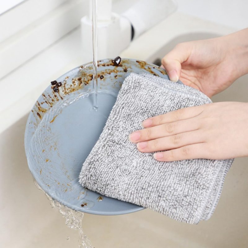5 PCS  Reusable Double Sided Rag Dish Towels Superfine Fiber Bamboo Charcoal Glass Cleaning Cloth - Image 2
