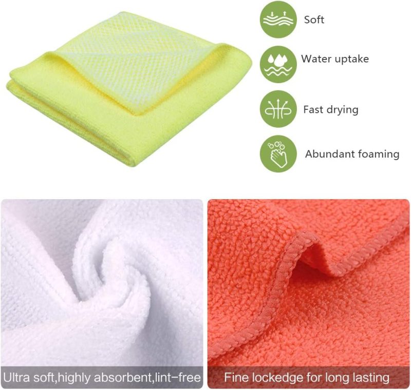 Microfiber Dish Cloth for Washing Dishes Dish Rags Best Kitchen Washcloth Cleaning Cloths with Poly Scour Side 5 Color Assorted 12inchx12inch 10pack - Image 2