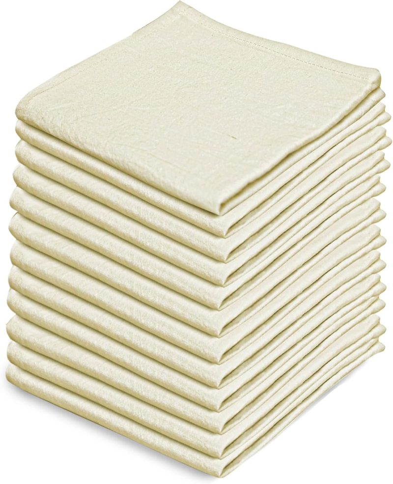 Dish Cloths Cotton| Kitchen Wash Cloth | Shop Towels Absorbent and Lint Free Flour Sack| Dishcloths for Kitchen Washing Dishes| Thick Absorbent Quick Dry Dish Rags | 12 Pack 13"x13" Natural