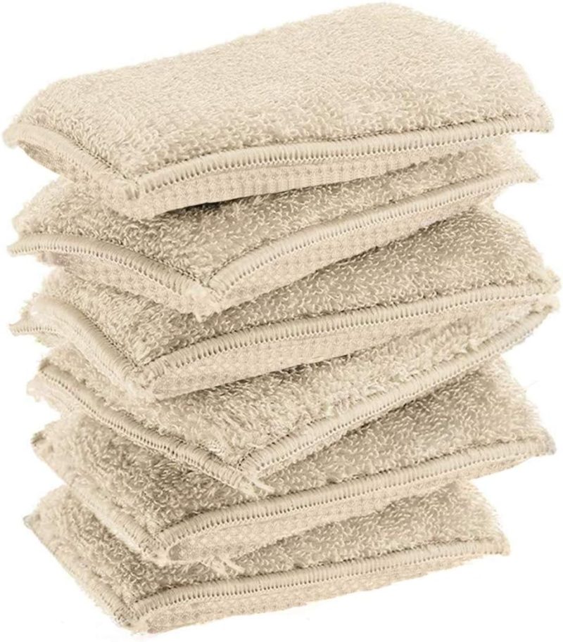 Bamboo Kitchen Sponges Dish Sponges Natural Cleaning Sponges Beige 6 Pack