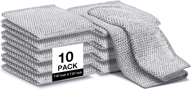 Non Scratch Wire Dishcloth, Multipurpose Wire Dishwashing Rag for Wet and Dry, Multifunctional Dish Rags for Washing Dishes, Reusable Steel Wool  for Kitchen Cleaning