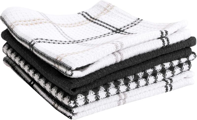 Premium Waffle Dish Cloths: Highly Absorbent, Super Soft Long Lasting - 100% Cotton, 12"x13" Flat Waffle Dish Towel for Cleaning & Drying Dishes, (4-Pack), Neutral