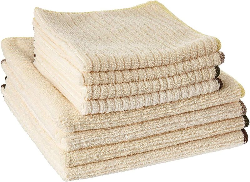 Cleaning Collection Soft Highly Absorbent Microfiber, Dishcloth and Dishtowel Set, Natural, 8 Count