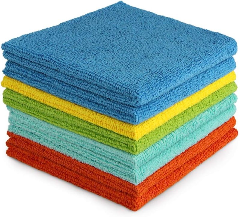 Microfiber Cleaning Cloth, 8PK, All Purpose Microfiber Towels, Absorbent Cleaning Rags Kitchen Towels, Lint Free Dusting Cloth for House, Kitchen, Car, Window, 12"×12"