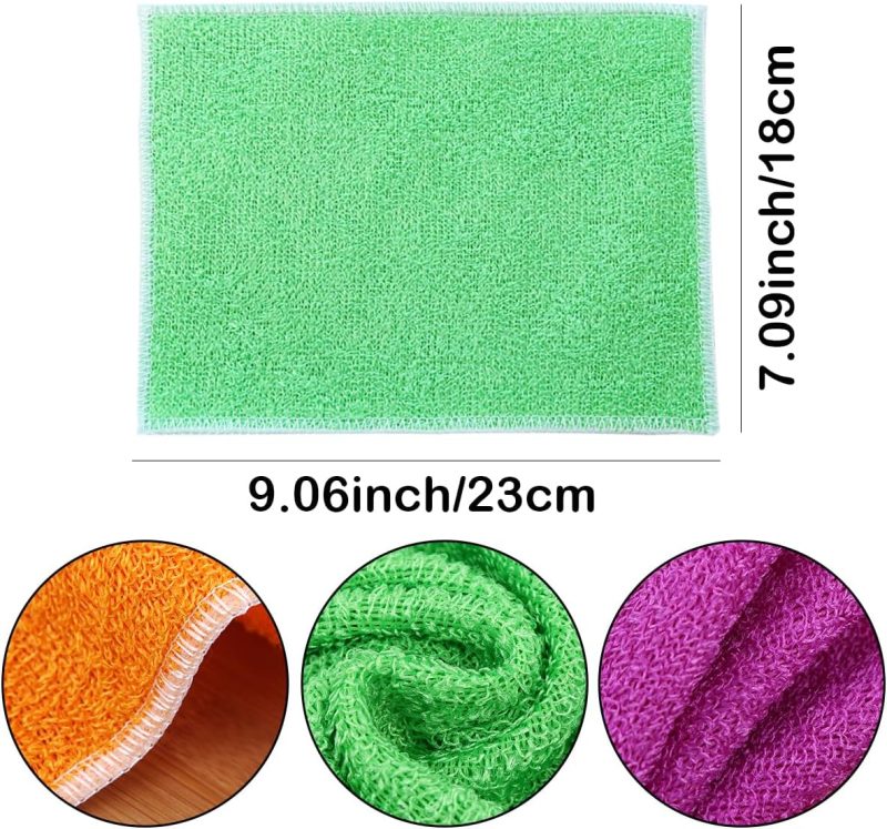 10Pcs Wood Fiber Cleaning Cloths Absorbent Dish Cloths Bamboo Blend Cleaning Cloths Reusable Kitchen Towels,7" x 9" - Image 2