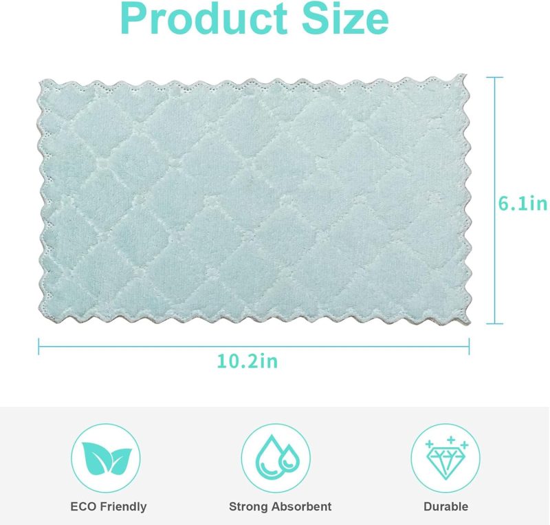 20 Pack Kitchen Dish Cloths, Super Absorbent Microfiber Cleaning Cloth for Cleaning Dishes, Kitchen, Bathroom, Car (Grey & Green) - Image 2