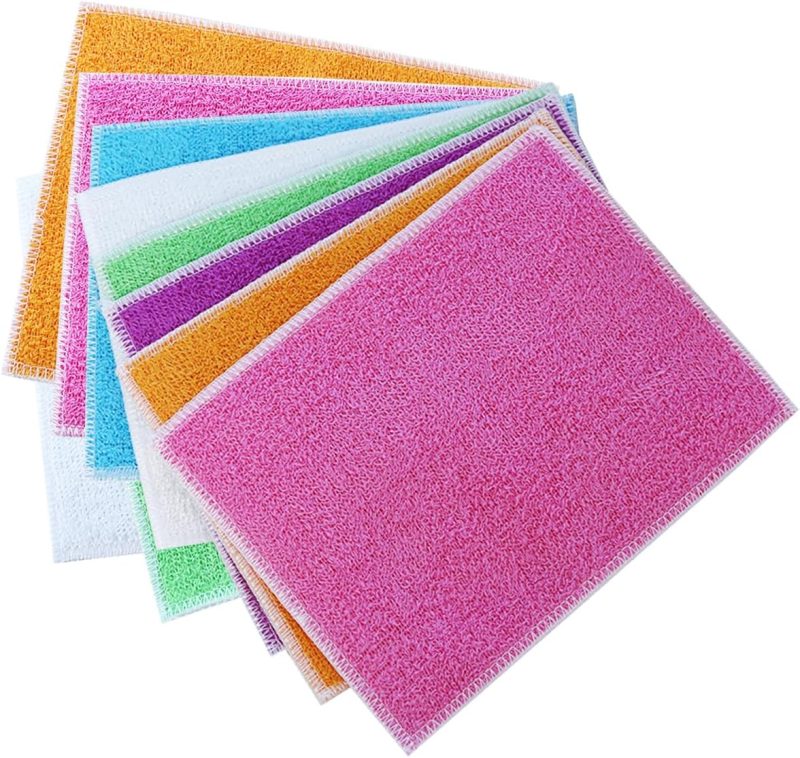 10Pcs Wood Fiber Cleaning Cloths Absorbent Dish Cloths Bamboo Blend Cleaning Cloths Reusable Kitchen Towels,7" x 9"