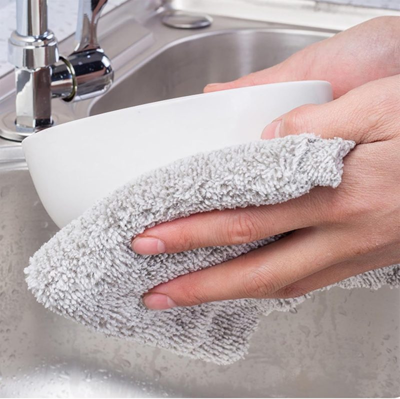 20 Pack Kitchen Dish Cloths 10" x 10" Super Soft & Absorbent Coral Velvet Microfiber Cleaning Towels Nonstick Oil Fast Drying Washable Lint-Free Dish Rags Reusable Dishcloths for Household Cleaning - Image 2