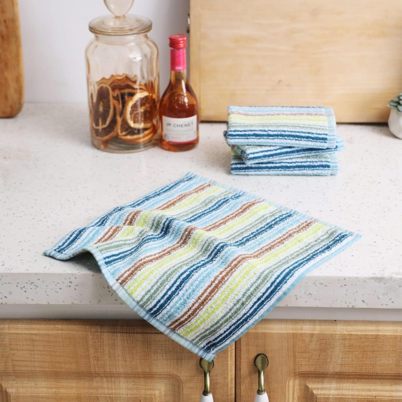 Kitchen Dishcloths for Washing Dishes, Ultra Absorbent Dish Rags, Cotton Cleaning Cloths Pack of 8, 12x12 Inches (Mix-1, 12x12 inch) - Image 2