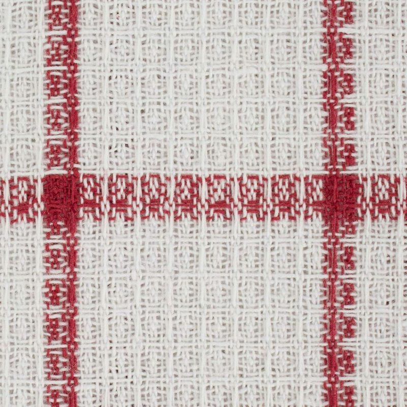Dishcloths Collection Windowpane Dishrag Set, 12x12, White/Red Stripe, 6 Piece - Image 2