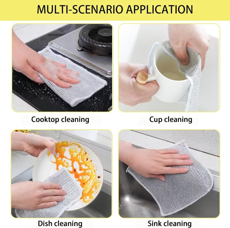 8 Pac Multipurpose Wire dishwashing rag- Reusable Non Scratch Wire Dishcloth, Non Scratch Dishcloth That Can for Kitchen Pots and cooktops, Sinks Dish Rags 7.87' * 7.87' - Image 2