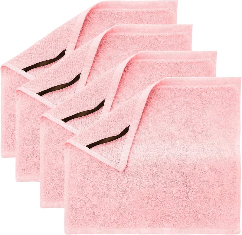Rayon Bamboo Ultra-Soft Washcloths Luxurious, Gentle, and Fast-Drying Towels | 4-Pack 12x12 Machine Washable | Pink