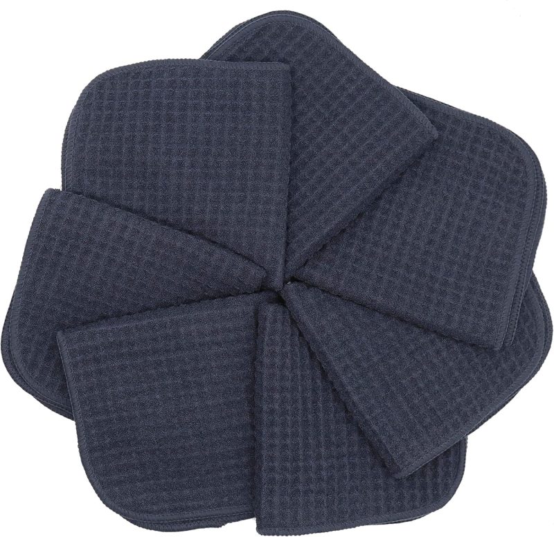 Microfiber Kitchen Dish Cloths Thick Dish Rags Cleaning Cloth Waffle Weave Washcloths Odor Free Ultra Absorbent 12Inch X 12Inch 7 Pack (Black) - Image 2