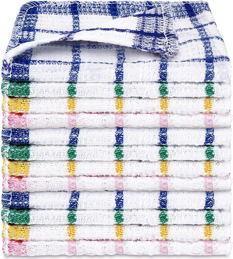 12 Pieces Kitchen Dish Cloths Kitchen Dish Towels Washable Cleaning Cloth for Washing Dishes Wipe Glass Home Kitchen Household Supplies, 12 x 12 Inch?4 Colors