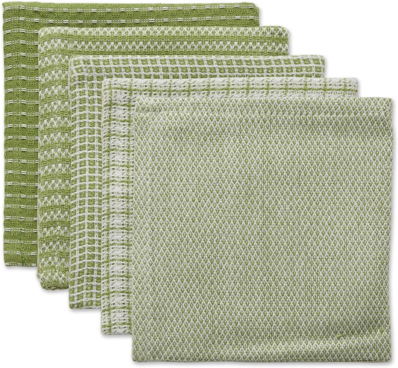 Assorted Dishcloth Set, 12x12, Antique Green, 5 Count
